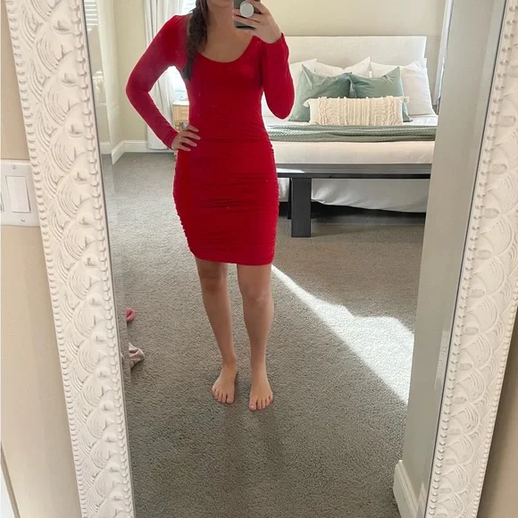 Express | Dresses | Red Long Sleeve Express Dress | Poshmark